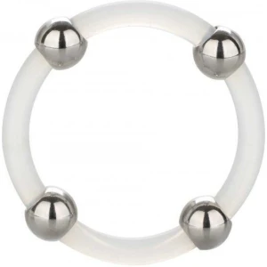 3841 Anello Fallico in Silicone con Perline in Acciaio Large Sextoy