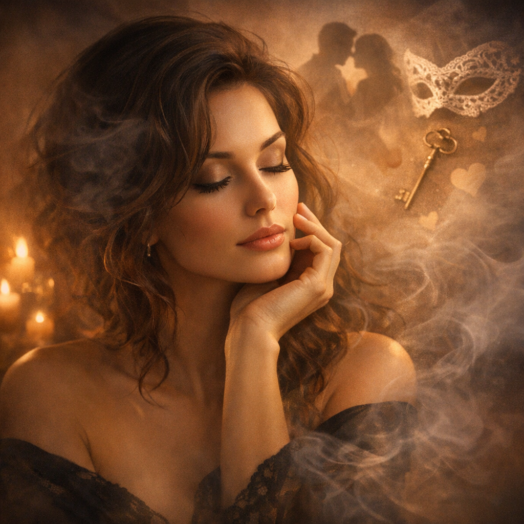 Donna immersa nei pensieri, simbolo di erotismo mentale e fantasia