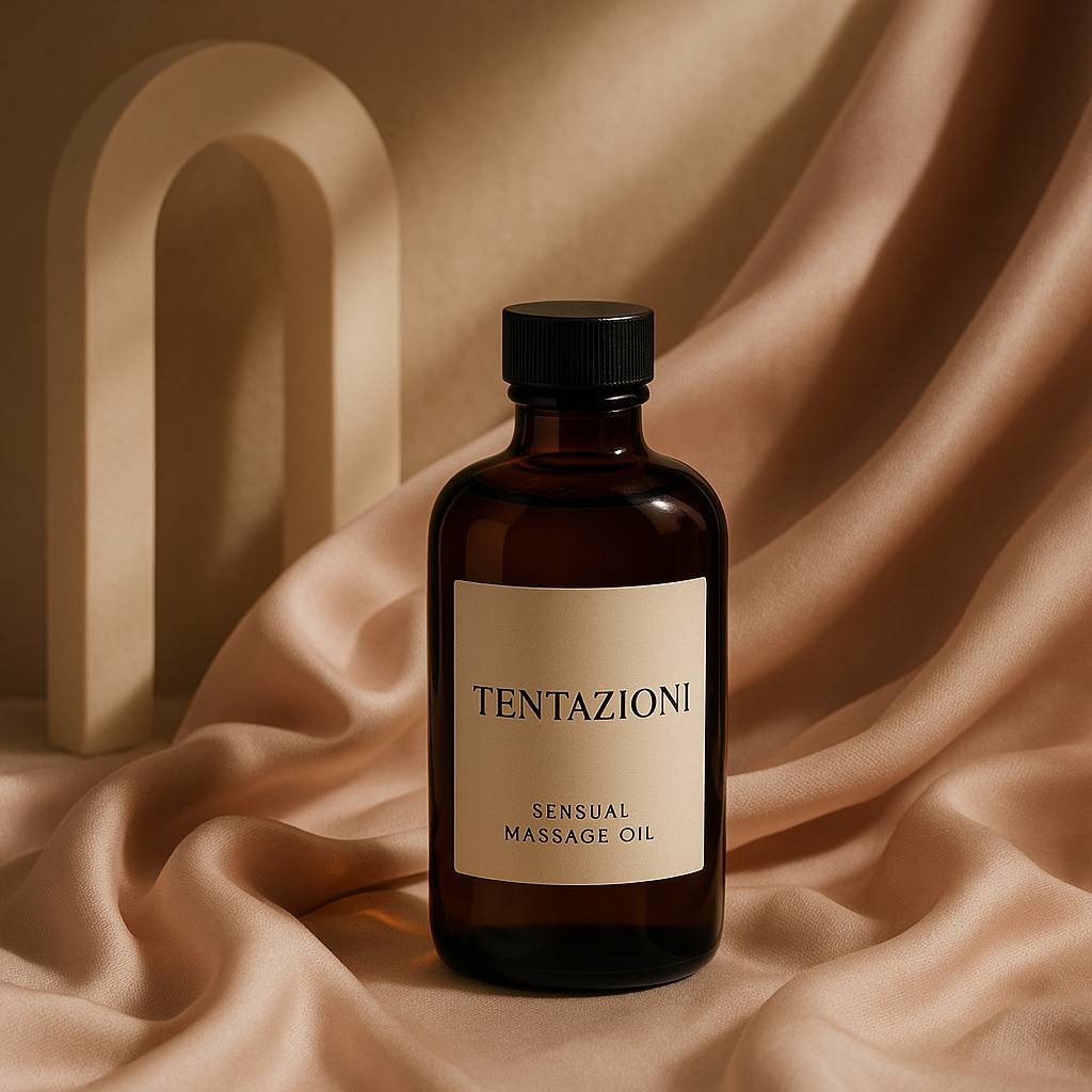 Oli da massaggio sensuali: 7 benefici per il benessere 2 oli da massaggio sensuali su un tavolo elegante con atmosfera rilassata