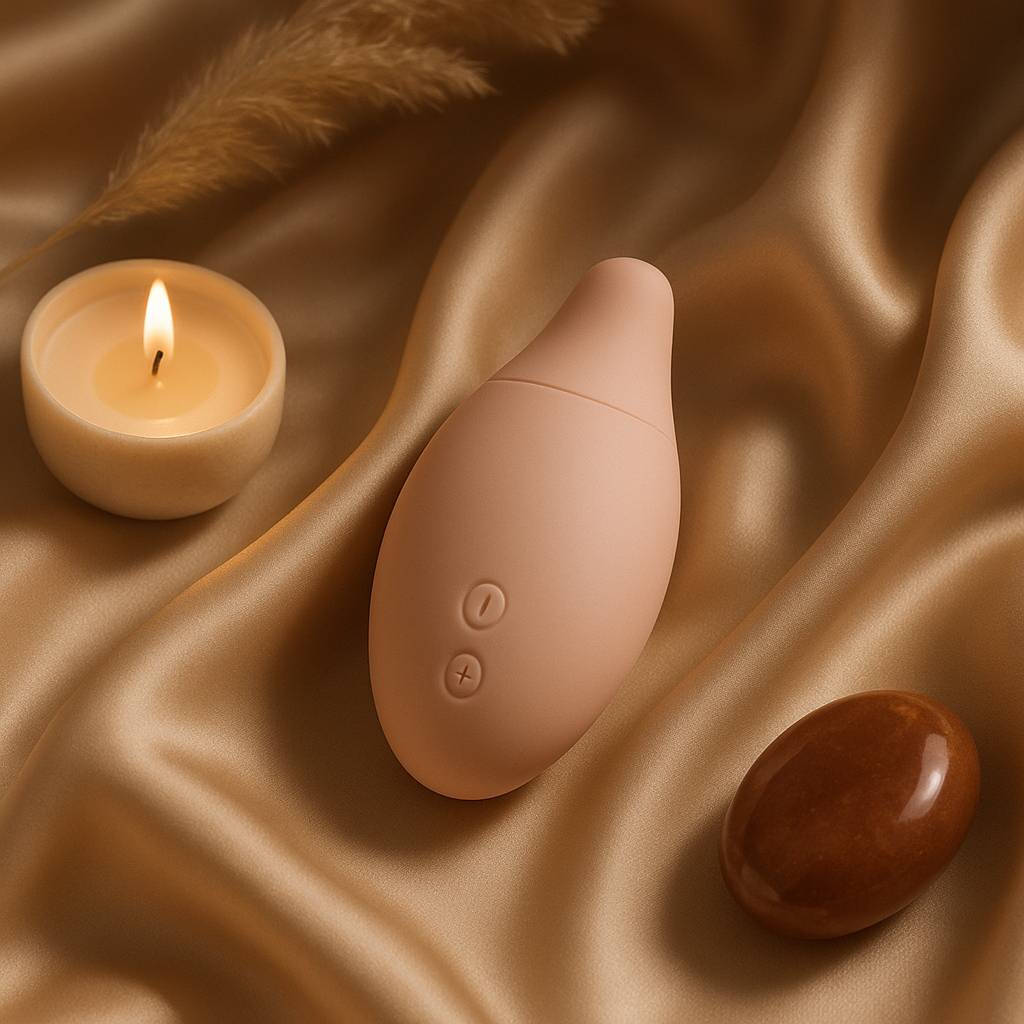Dildo per Principianti: 7 Consigli Essenziali per Scegliere il Primo Modello (Guida 2026) 2 Dildo per principianti in una composizione elegante su tessuto satinato color oro, con luce calda, candela accesa e oggetti minimal che evocano comfort e benessere.