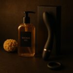 prodotti sensuali per la doccia di coppia, vibratore elegante e accessori waterproof in bagno moderno