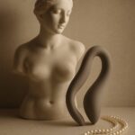 Due sex toy ergonomici per coppia eleganti su sfondo raffinato
